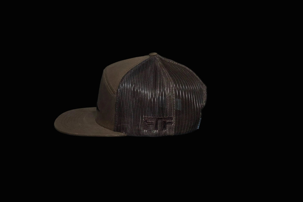 Embroidered Mallard Curl Waxed Brown 7 Panel