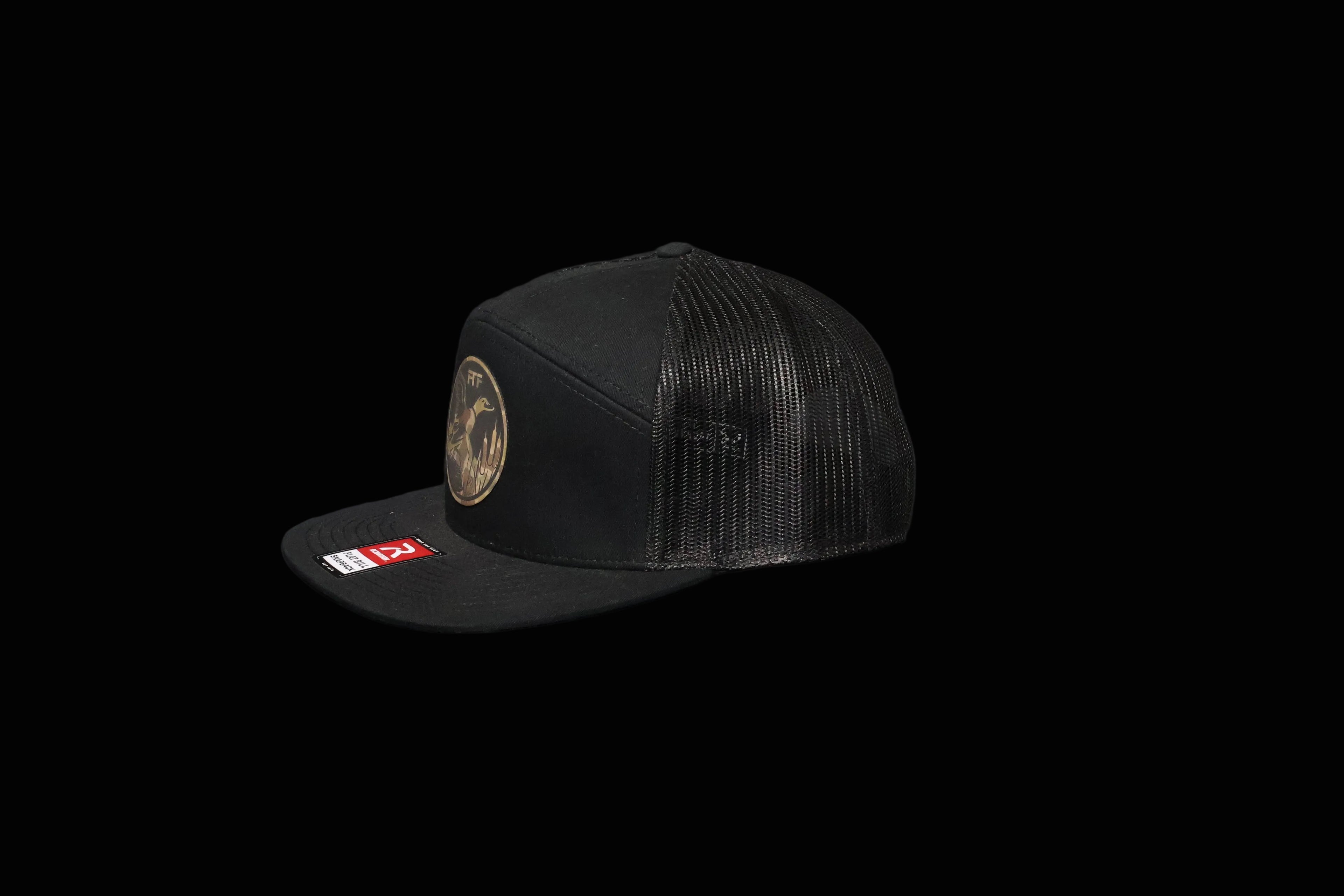 Black 7 Panel Camo Flying Mallard Leather Patch